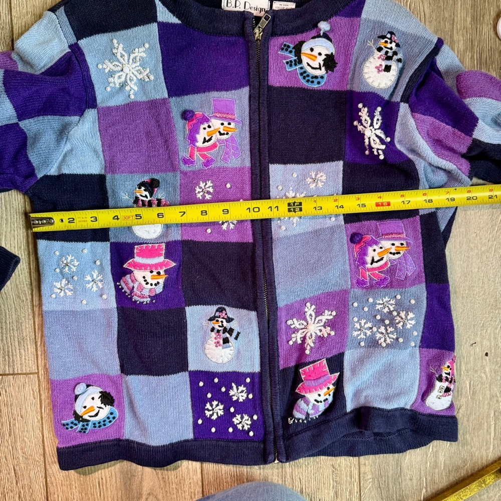 Women’s Snowman Pattern Sweater - Zip Up - Picture 7 of 7